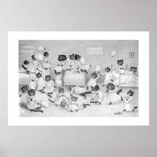 Katzen im Dormitory von Louis Wain - Poster (Vorne)