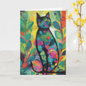 Katzen im farbenfrohen Abstrakten Dschungel Karte (Gelbe Blume)