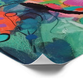 Katzen im farbenfrohen Abstrakten Dschungel Poster (Ecke)