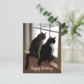 Katzen im Fenster Postkarte (Stehend Vorderseite)