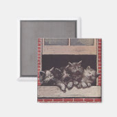 Katzen im Fenster Vintag Magnet (Vorderseite/Rückseite)