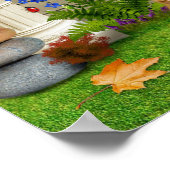 Katzen im Garten. Ein niedliches lustiges Bild. Poster (Ecke)