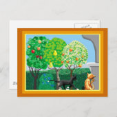 Katzen im Garten Postkarte (Vorne/Hinten)