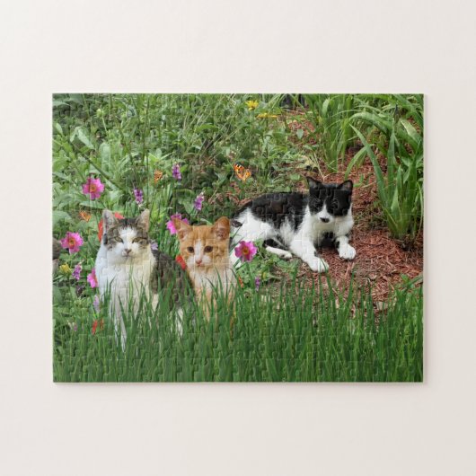 Katzen im Garten Puzzle (Horizontal)