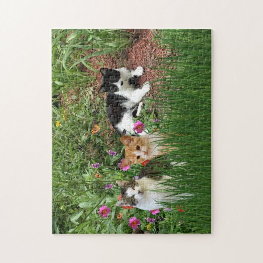 Katzen im Garten Puzzle (Vertikal)