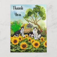 Katzen im Garten / Sonnenblume Danke Collage