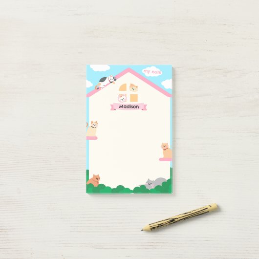 Katzen im Haus Post-it Klebezettel (Auf Schreibtisch)