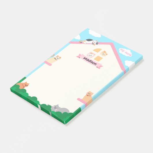 Katzen im Haus Post-it Klebezettel (angewinkelt)