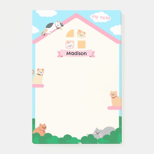 Katzen im Haus Post-it Klebezettel (Vorderseite)