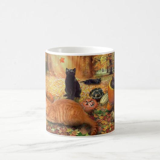 Katzen im Herbst Kaffeetasse (Mittel)