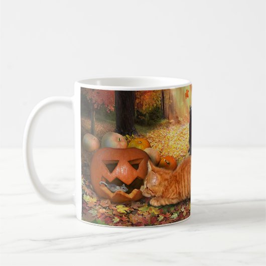 Katzen im Herbst Kaffeetasse (Links)