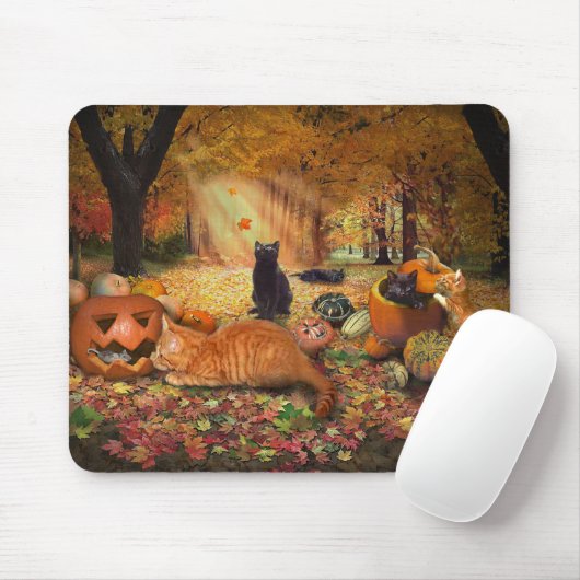 Katzen im Herbst Mousepad (Mit Mouse)