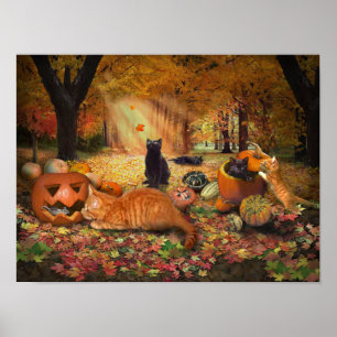 Katzen im Herbst Poster