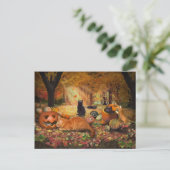 Katzen im Herbst Postkarte (Stehend Vorderseite)