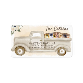 Katzen im LKW mit Kisten, Rücksendekennzeichen Adressaufkleber