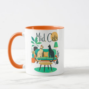 Katzen im Mid-Century-Modern-Stil zu Hause Tasse