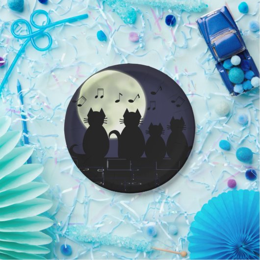 Katzen im Mondlicht. Pappteller (Party)