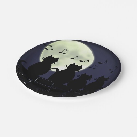 Katzen im Mondlicht. Pappteller (Schrägansicht)