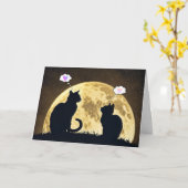 Katzen im Mondlicht zum Nachdenken Karte (Gelbe Blume)
