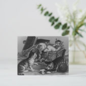 Katzen im Nähkorb Postkarte (Stehend Vorderseite)