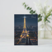 Katzen im Pariser Eiffelturm bei Nacht Postkarte (Stehend Vorderseite)