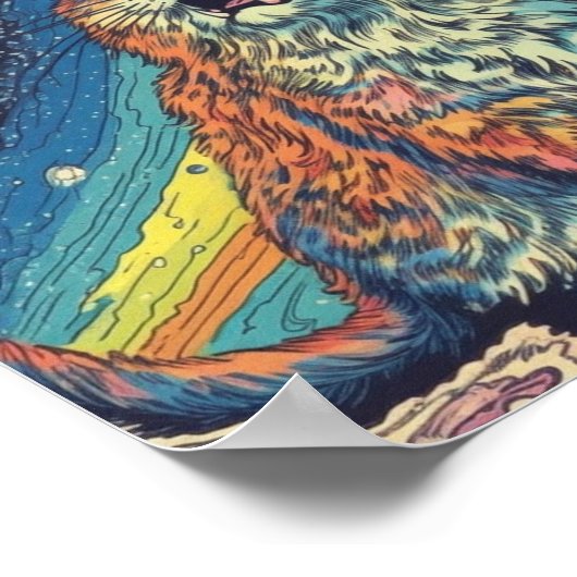 Katzen im Raum mit Regenbogen Poster (Ecke)