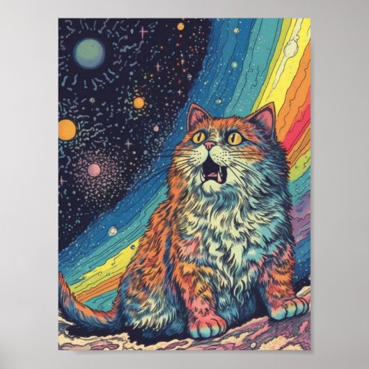 Katzen im Raum mit Regenbogen Poster (Vorne)