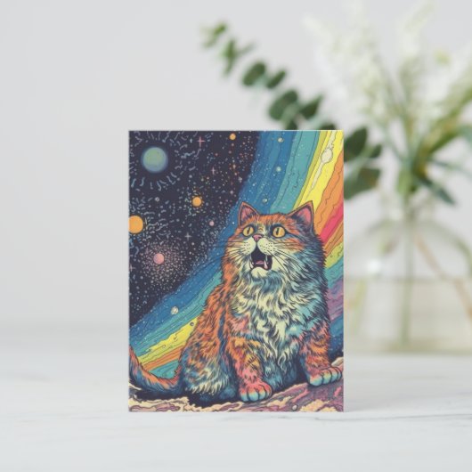 Katzen im Raum mit Regenbogen Postkarte (Stehend Vorderseite)