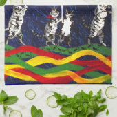 Katzen im Regen Geschirrtuch (Gefaltet)