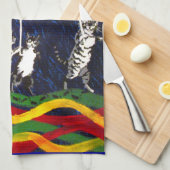 Katzen im Regen Geschirrtuch (Viertel Falte)