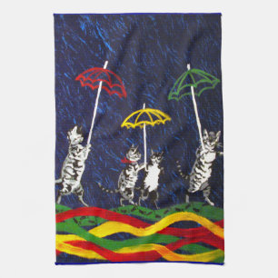 Katzen im Regen Geschirrtuch