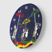 Katzen im Regen Große Wanduhr (Winkel)