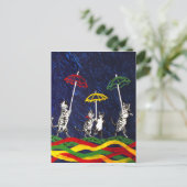 Katzen im Regen Postkarte (Stehend Vorderseite)