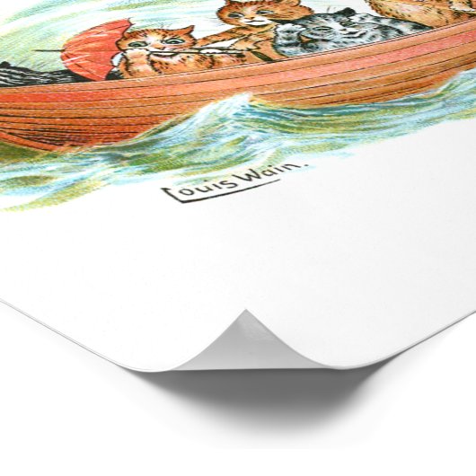 Katzen im Ruderboot Poster (Ecke)