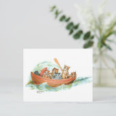 Katzen im Ruderboot Postkarte (Stehend Vorderseite)