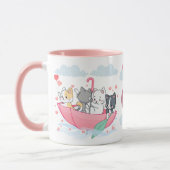 Katzen im Schirmboot mit Herz-Monogramm Tasse (Links)