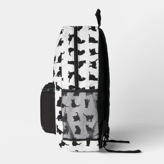 Katzen im Schwarzen Silhouette Muster mit Vorname Bedruckter Rucksack (Rechts)