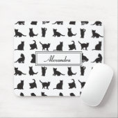 Katzen im Schwarzen Silhouette Muster mit Vorname Mousepad (Mit Mouse)
