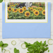 Katzen im Sonnenblumengarten / Katzen Liebhaber Geschirrtuch (Gefaltet)