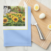 Katzen im Sonnenblumengarten / Katzen Liebhaber Geschirrtuch (Viertel Falte)