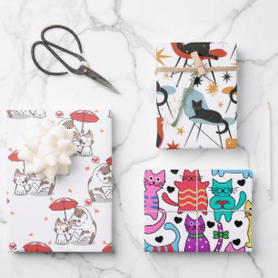 Katzen im Spiel Geschenkpapier Set