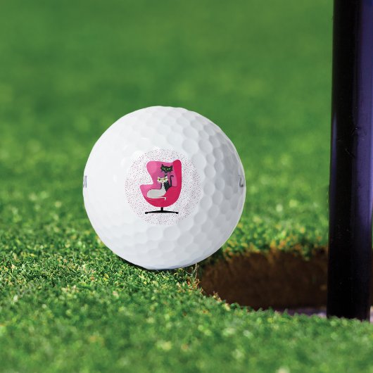 Katzen im Stile des Mitteljahrs in Diamonds Rosa S Golfball
