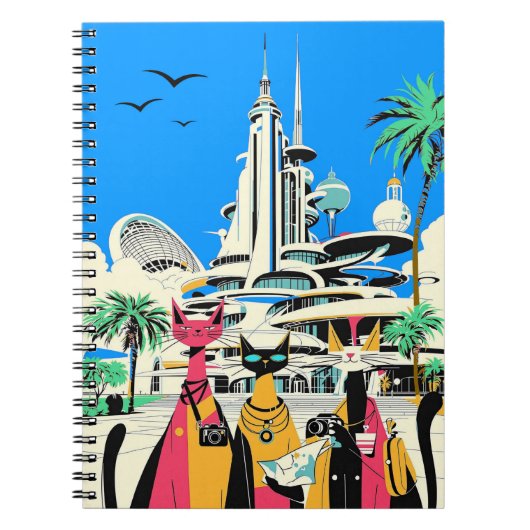 Katzen im Urlaub Besuch der Zukunft Notizblock (Vorderseite)