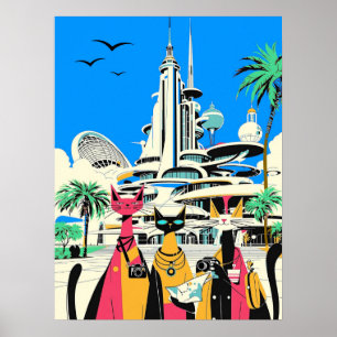 Katzen im Urlaub Besuch der Zukunft Poster