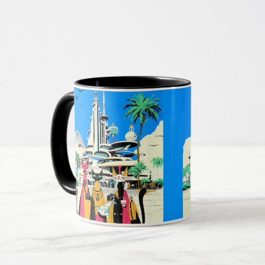 Katzen im Urlaub Besuch der Zukunft Tasse (Vorderseite Links)