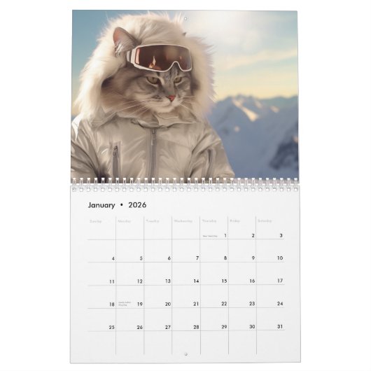 Katzen im Urlaub Kalender (Jan 2026)