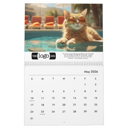Katzen im Urlaub - Logo für Geschenke für Unterneh Kalender (Mai 2026)