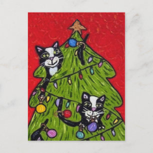 Katzen im weihnachtlichen Baum Postcard Feiertagspostkarte