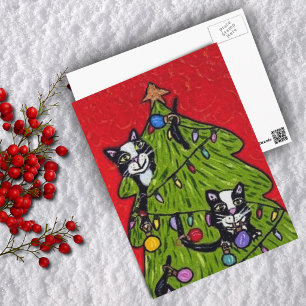 Katzen im Weihnachtsbaum-Weihnachtskarte Feiertagspostkarte