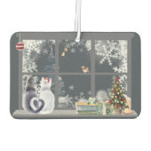Katzen im Weihnachtsfenster Autolufterfrischer (Rückseite)